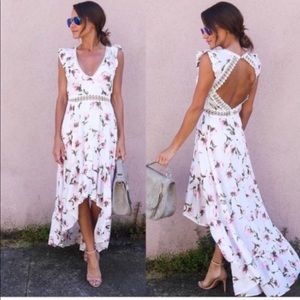 White High-Low Maxi Dress